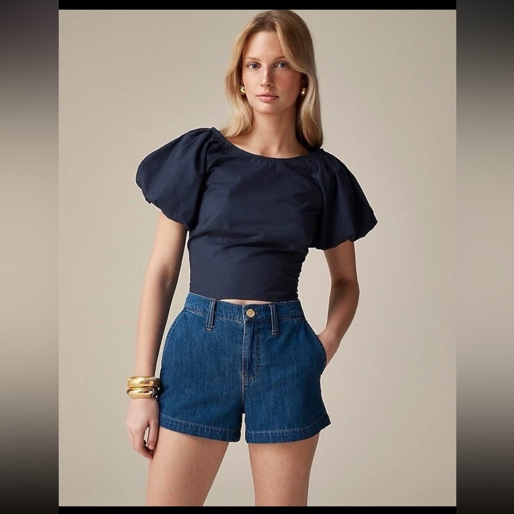 J.Crew Inez Fitted puff-sleeve top NWT Size 6